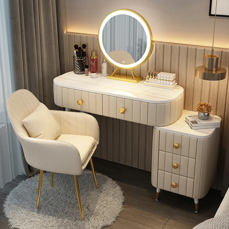 

Bedroom White Light Luxury Table Bedrooms Vanity With Lights Nordic Appearance Scrivania Trucco Con Specchio Bedroom Furniture