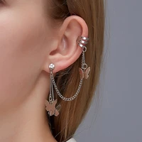 korean style butterfly ear clips on earrings for women trendy crystal ear cuffs piercing stud jewelry vintage accessories 1pcs