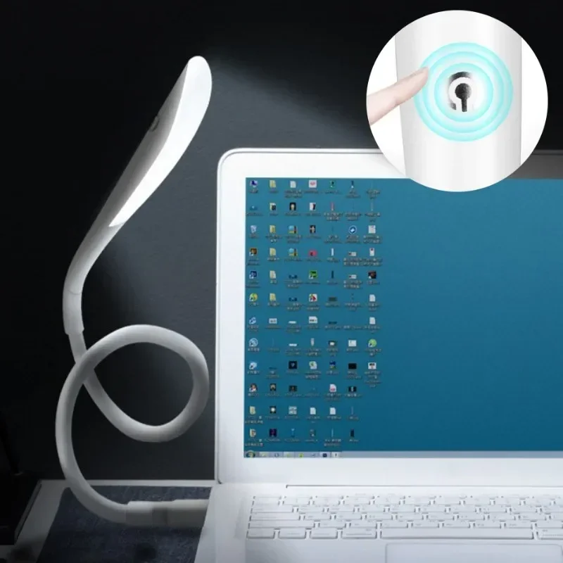 

Портативные мини-ноутбуки с USB, светодиодный фонарик, сенсорный датчик, настольная лампа с регулируемой яркостью для внешнего аккумулятора, кемпинга, ПК, ноутбуков, книг, ночного освещения