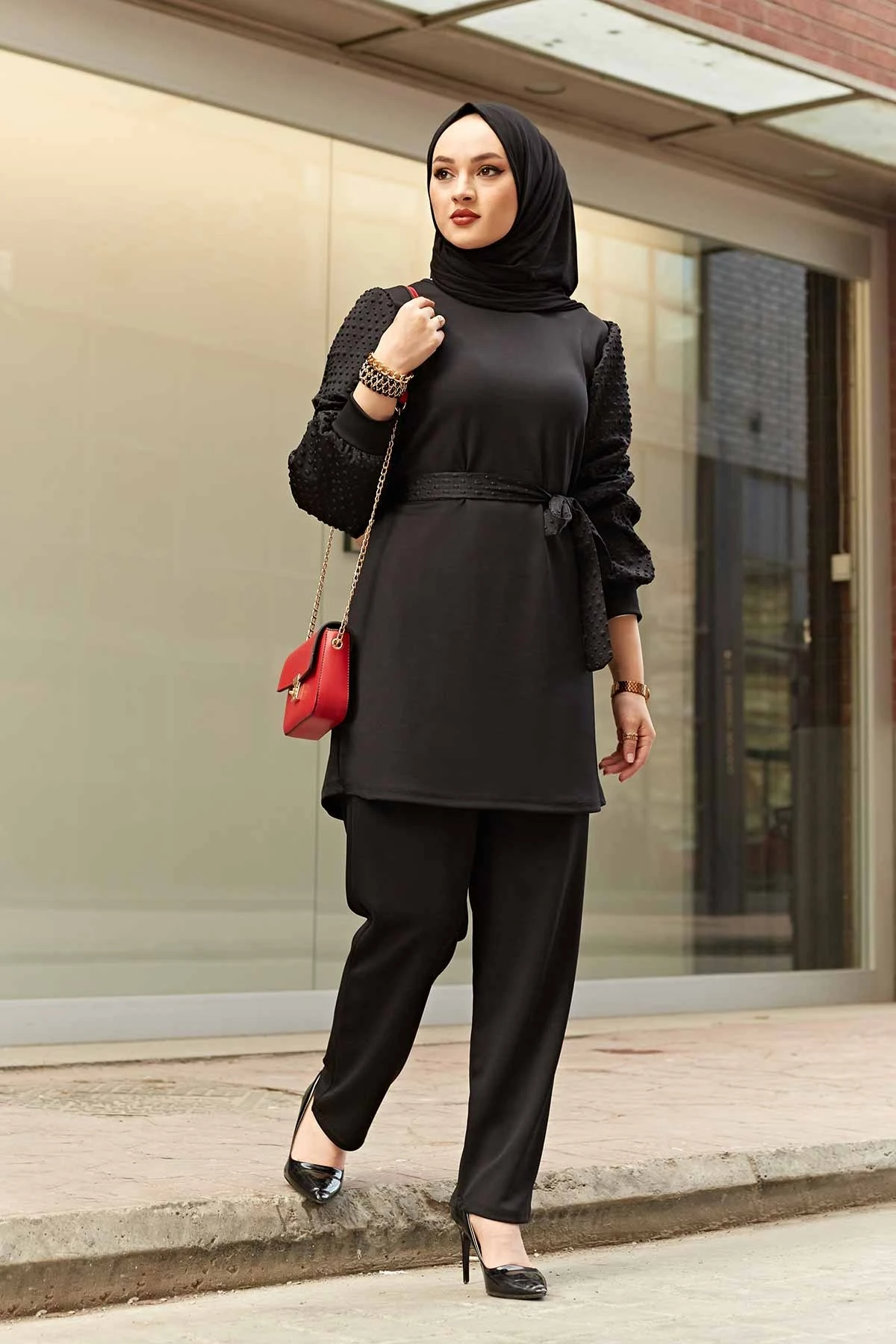 Женский костюм с двойным рукавом, детали хиджаба, комбин, нижнее платье, мусульманское платье, хиджаб, мусульманские ustleri, женский костюм