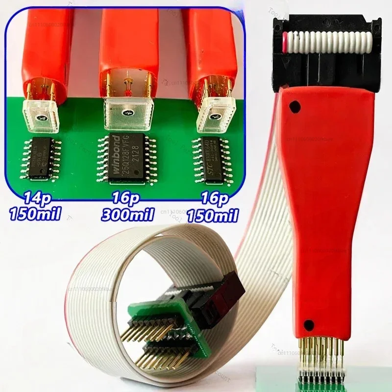 Фото Инструмент для прошивки микросхем SOP16, SOIC16, SOP14, пружинная игла, не нужно снимать проводки №1