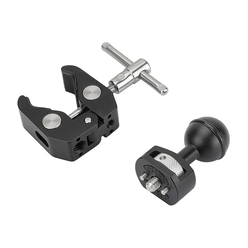 

HDRIG Universal Super Crab Clamp With 1/4"-20 Ball Head & 1/4"-20 & 3/8"-16 Thread Holes & ARRI Locating Pins Camera Accessories