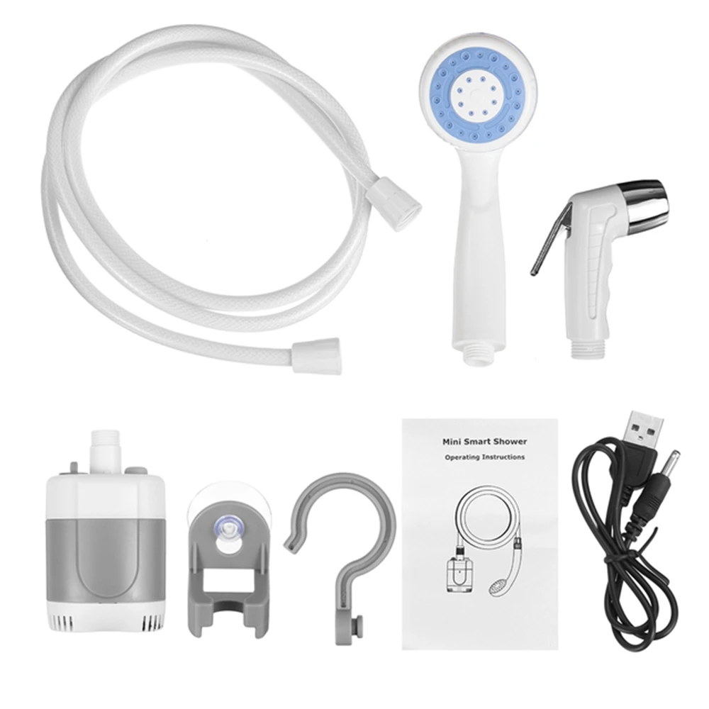 

New USB Rechargeable Portable Car Washer Camping Shower Set Car Shower Washer Pump for Outdoor Camping Grey