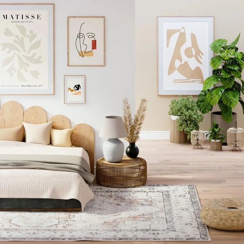 Бирюзово-розовый разноцветный потертый ковер в стиле бохо для гостиной моющийся