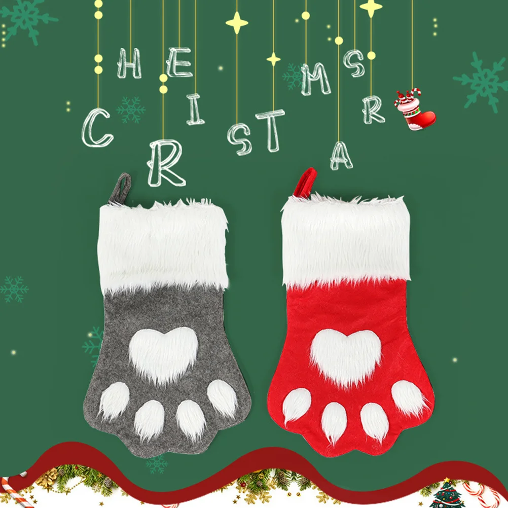 2 шт. подарочная сумка с рисунком собачьей лапы рождественская для конфет чулок