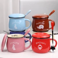 retro ceramic coffee mug cartoon mug travel cup breakfast water mug enamel milk cups cartoon cappuccino tea cup kitchen supplies