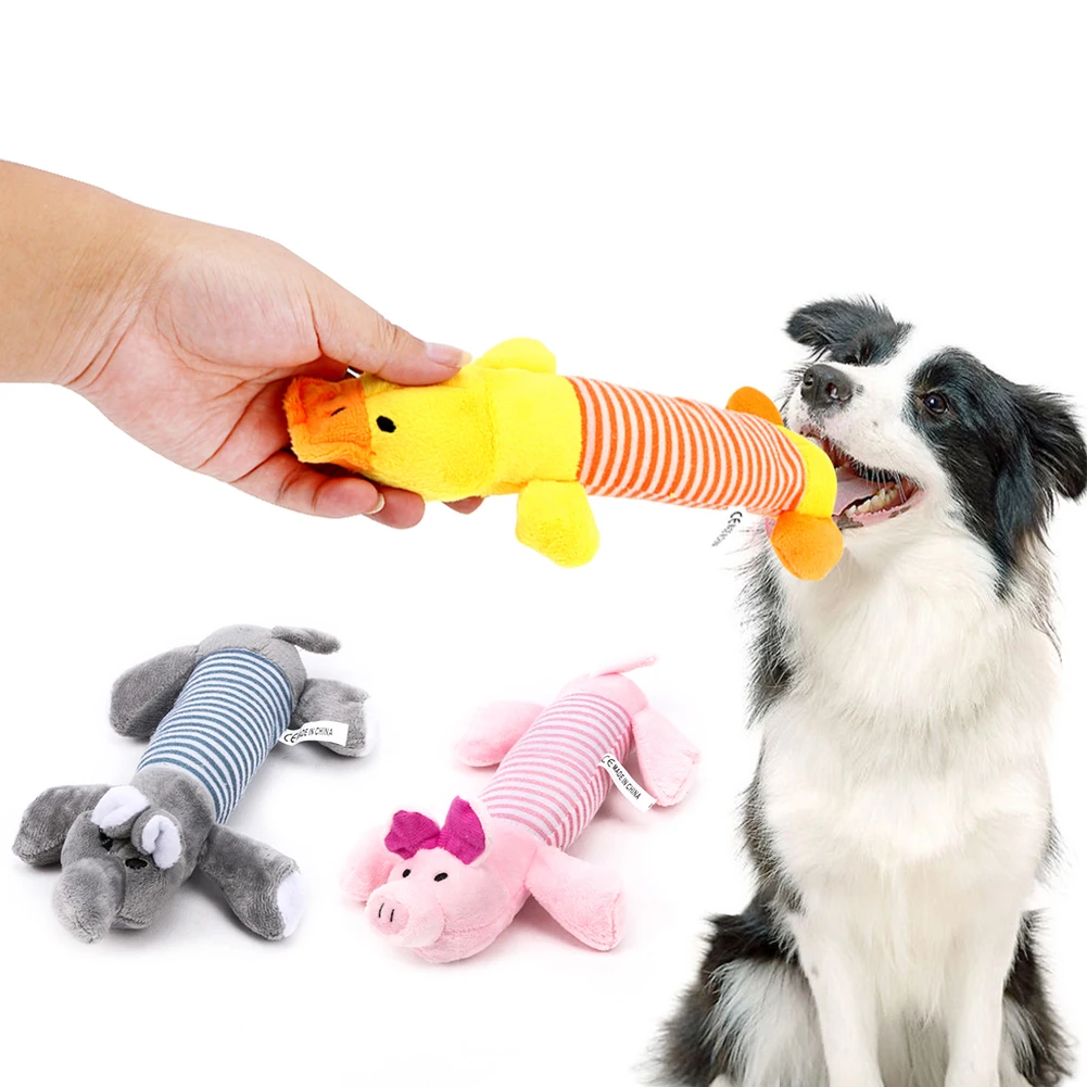 

Cute Pet Dog Cat Plush Squeak Dog Toy Interesting Fleece Durable Chewing Pet Molar Toy Suitable for All Pets Elephant Duck Pig