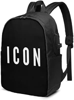 icon business laptop school bookbag travel backpack with usb charging port headphone port fit 17 in