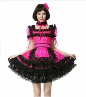 sissy square cut neckline lovely lace skirt silk dress role play dress maid customization