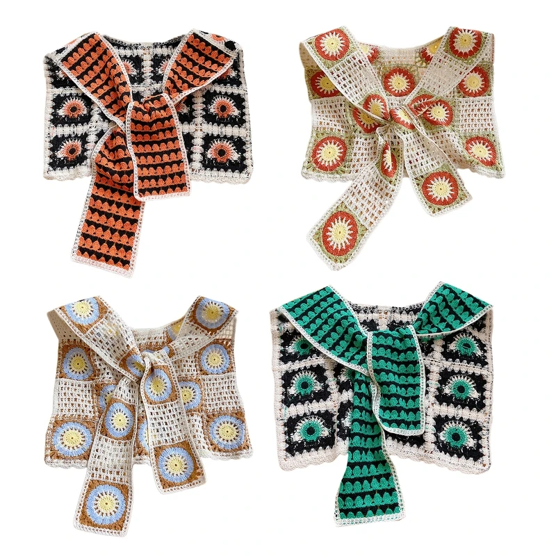 

Вязаные крючком шали на плечо и корейские шарфы однотонные вязаные полые