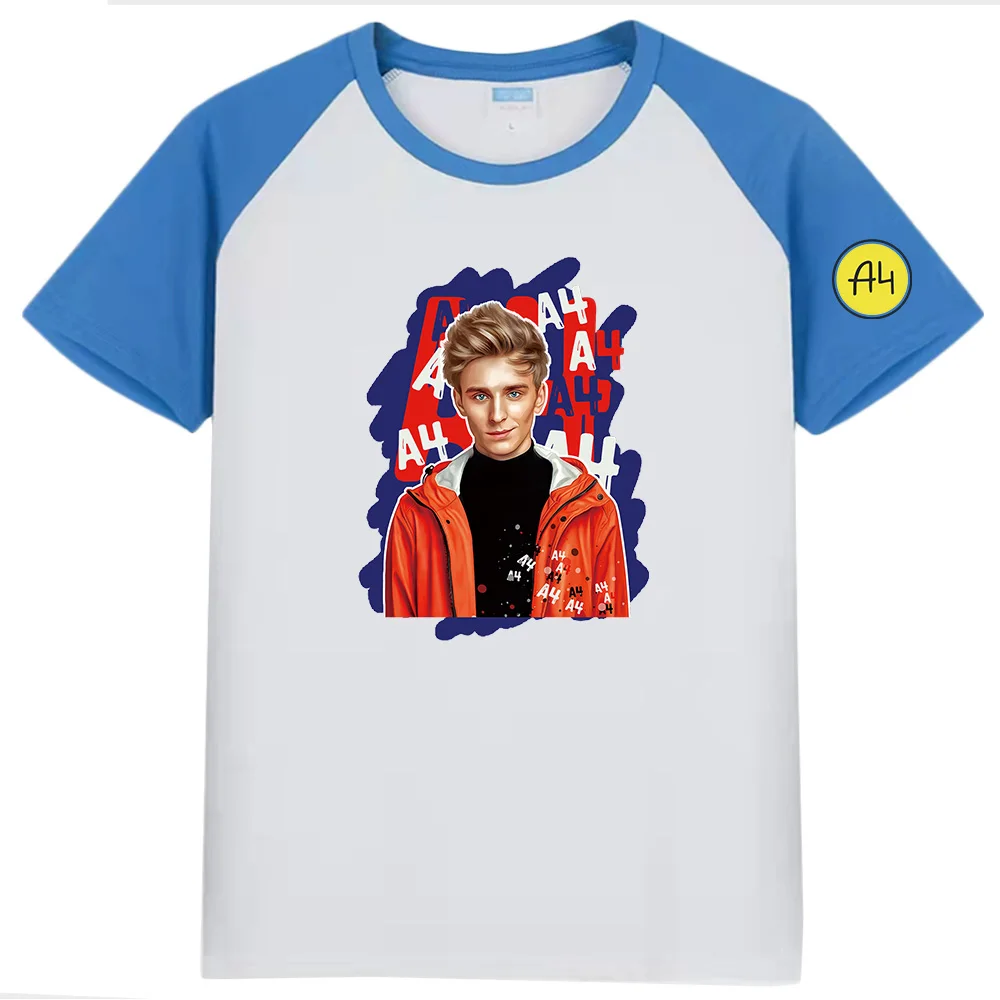 Merch A4 Tshirt Summer Cartoon Lamba Print Children's T-Shirt Casual O-neck Short Sleeve Boy Girl T Shirt Tops Tee 100% Cotoon