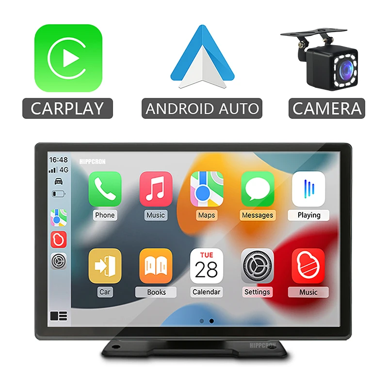 

Автомобильный Мультимедийный Плеер Hippcron 9 Дюймов С Беспроводным CarPlay, Android Auto, IPS Сенсорным Экраном, Bluetooth, AUX