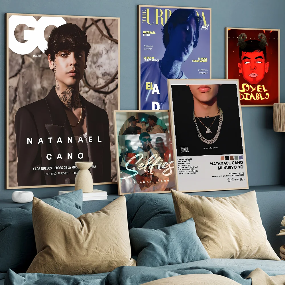 Самоклеящийся Художественный Постер С Рэпером N-Natanael C-Cano Напечатанный На Белой