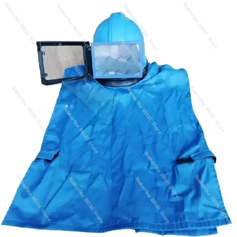 Шлем для пескоструйной обработки капюшон с воздушным шлангом дыхания. подачей