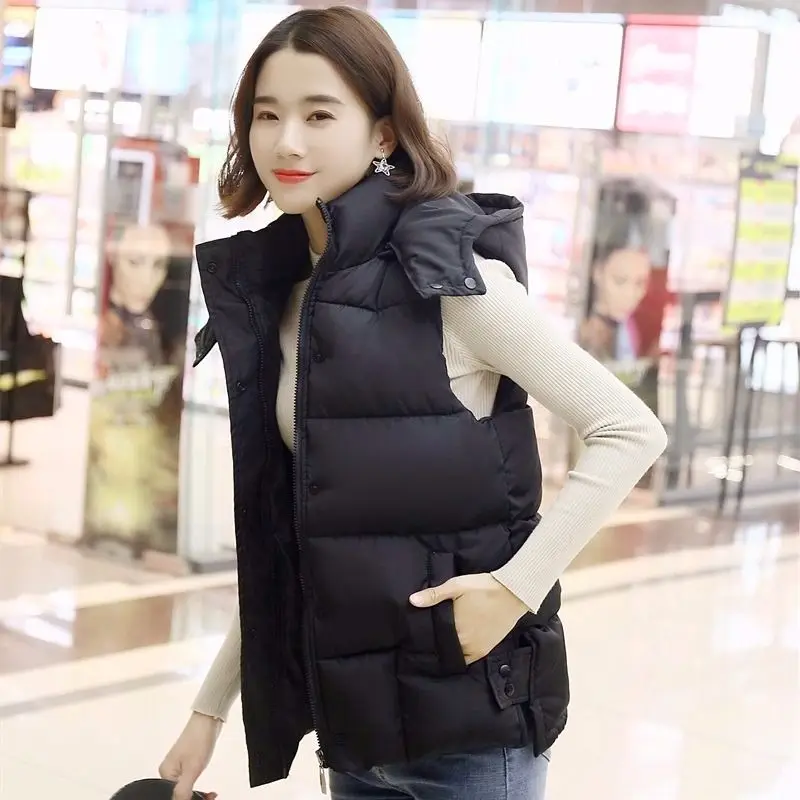

2023 New Vest Coat Autumn Winter Jacket Women Cotton-Padded Parkas Puffer Vests Waistcoat Fashion Sleeveless Waistcoat T51