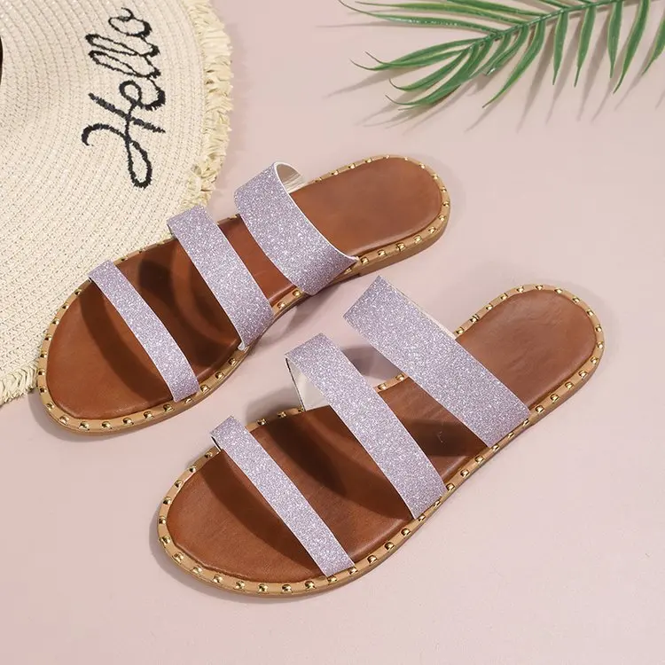 

Flat Shoes Female Slippers Soft Big Size Low Beige Heeled Sandals Slipers Women Slides Peep Toe Comfort Black 2022 Summer Fabric