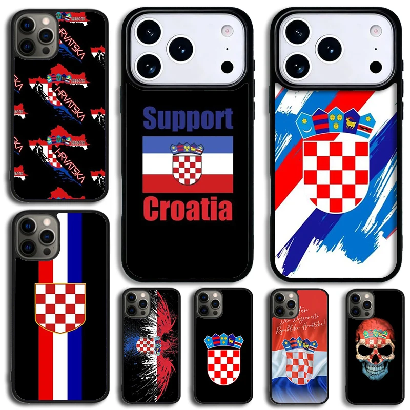 Фото Чехол для телефона с гербом и флагом Хорватии для iPhone 14 Pro Max 15 13 12 16 17 Pro 11, ударопрочный силиконовый чехол-декор №1