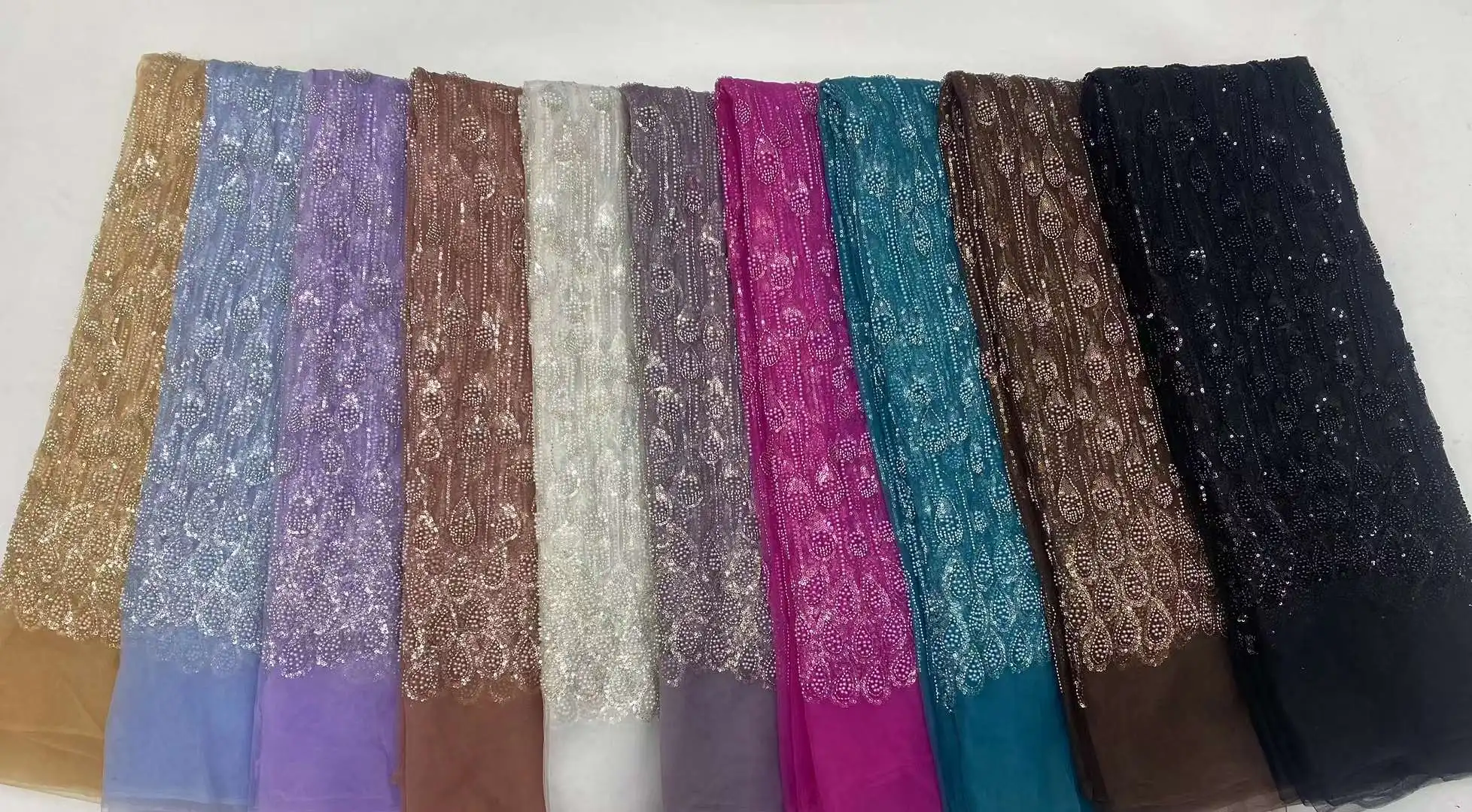 2024 африканская роскошная кружевная ткань с блестками новейшая вышивка из бисера