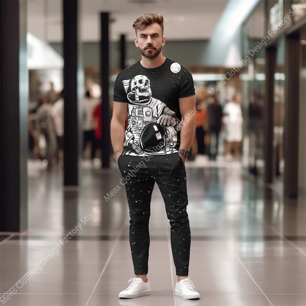 2023 New Fashion Street Tracksuit Men Short Sleeve T-Shirt+Pants Men's Sweat-Shirt Set Clothes For Men 3D Printed Men's Clothing
