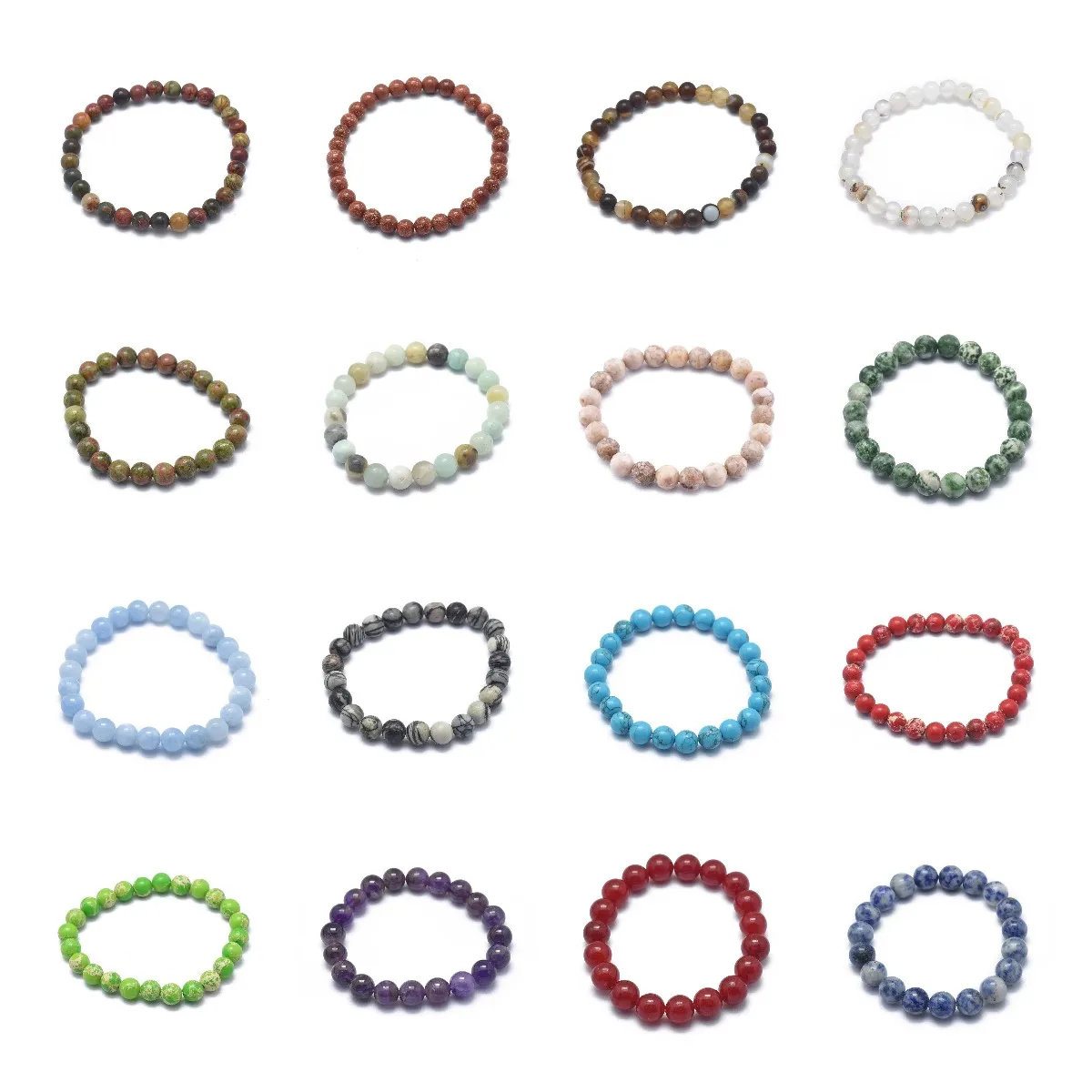 

1pcs 23 styles Round Beads Bracelet Natural Jaspers Agates Amazonites Stone Stretch Bracelets Bangles For Women Handmade Jewelry
