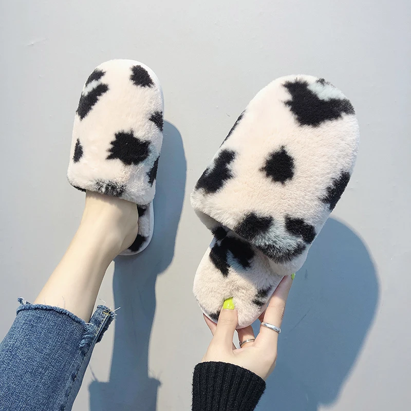 

Женские меховые тапочки, новые теплые хлопковые тапочки для дома с рисунком граффити
