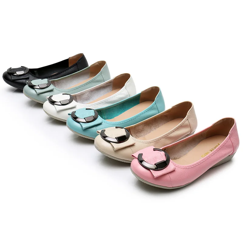 Genuine Leather Shoes Moccasin Mother Loafers Soft Flats Casual Women Luxury Brand Ballet Footwear Comfortable Zapatos De Mujer