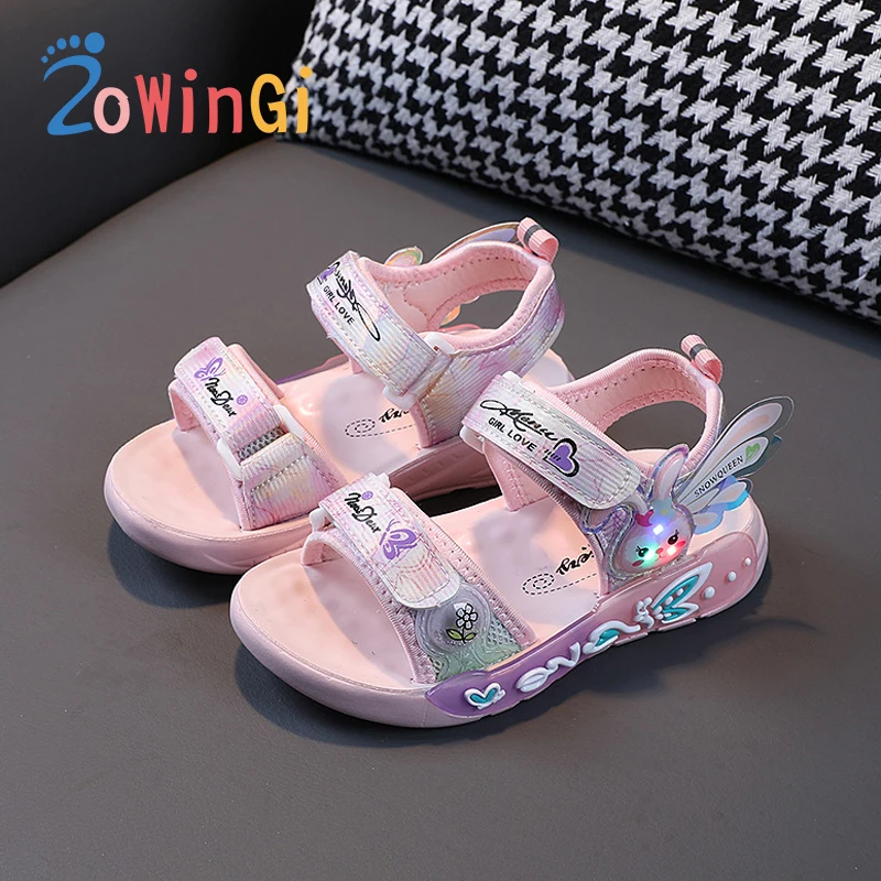 

Size 22-32 Little Princess Cartoon Sandal Summer Soft Sole Light Up Baby Glowing Luminous Shoes for Boys Girls Beach Sandals