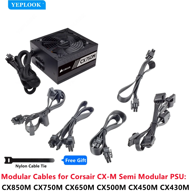 

PCIe 8Pin Dual 8Pin GPU CPU 6Pin to SATA Molex Cable for Corsair CX-M Semi Modular PSU CX850M CX750M CX650M CX500M CX450M CX430M