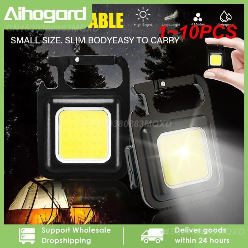 

1~10PCS Mini LED Flashlight Keychain Light Multifunctional Portable COB Camping Flashlights USB Charging Work Lights fishing