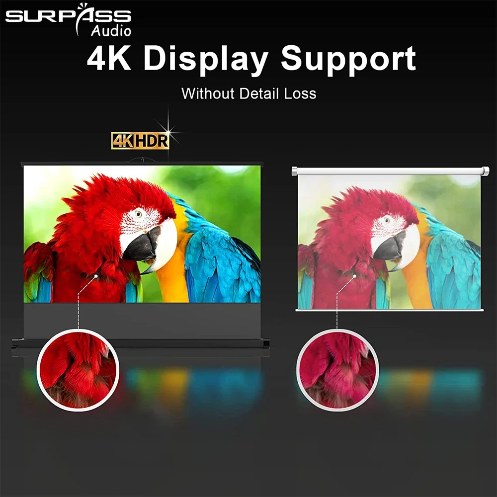 Портативный экран проектора 50-дюймовый настольный с подставкой для часов из