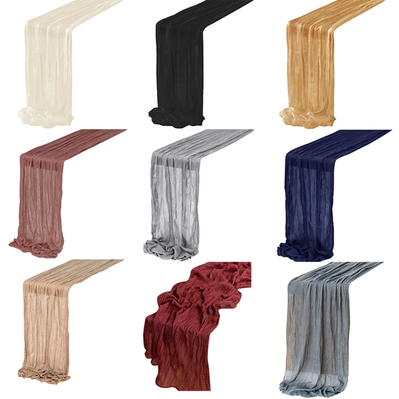 

Crumpled Gauze Table Runner Tablecloth for Home Kitchen Party Wedding Decoration