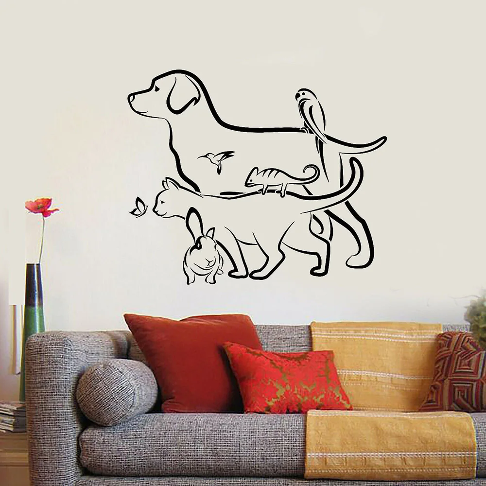

Animals Wall Stickers Veterinary Pet Shop Dog Cat Rabbit Vinyl Decal Art Home Decoration Bedroom Removable Paper