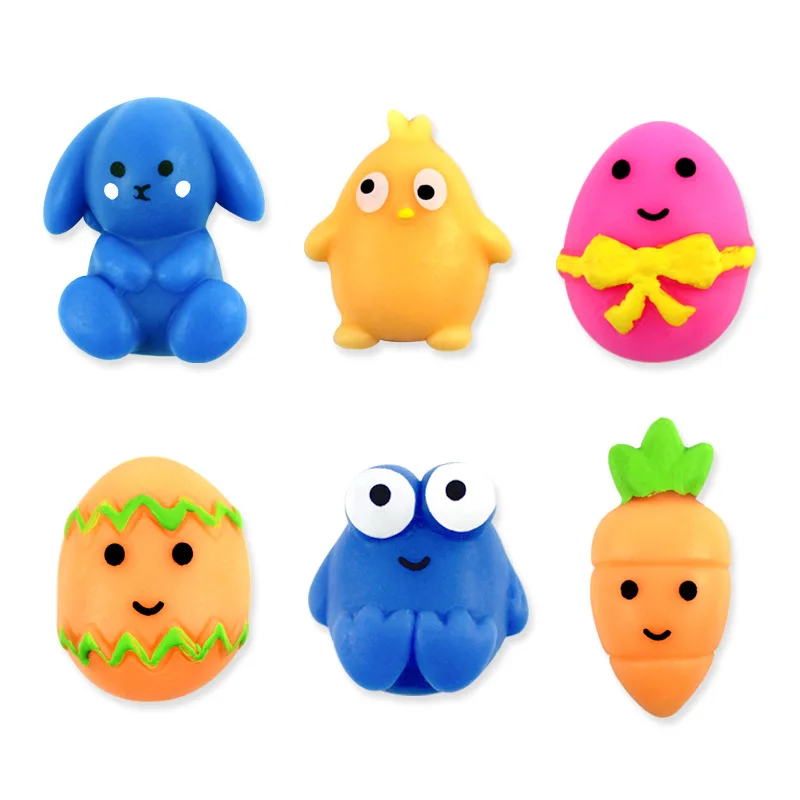 

6pcs/lot Easter Egg Cute Bunny Animal Squeeze Balls Fidget Toy TPR Squishy Stressball Antistress Stress Relief For Kids Adults