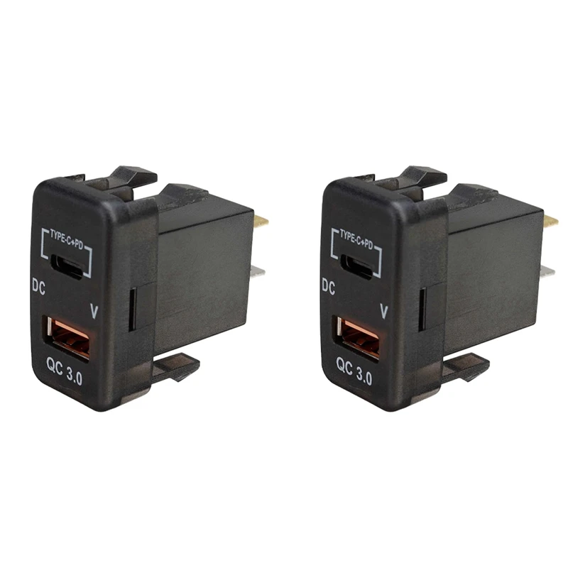 

2 шт., автомобильное зарядное устройство USB Type-C + PD QC3.0