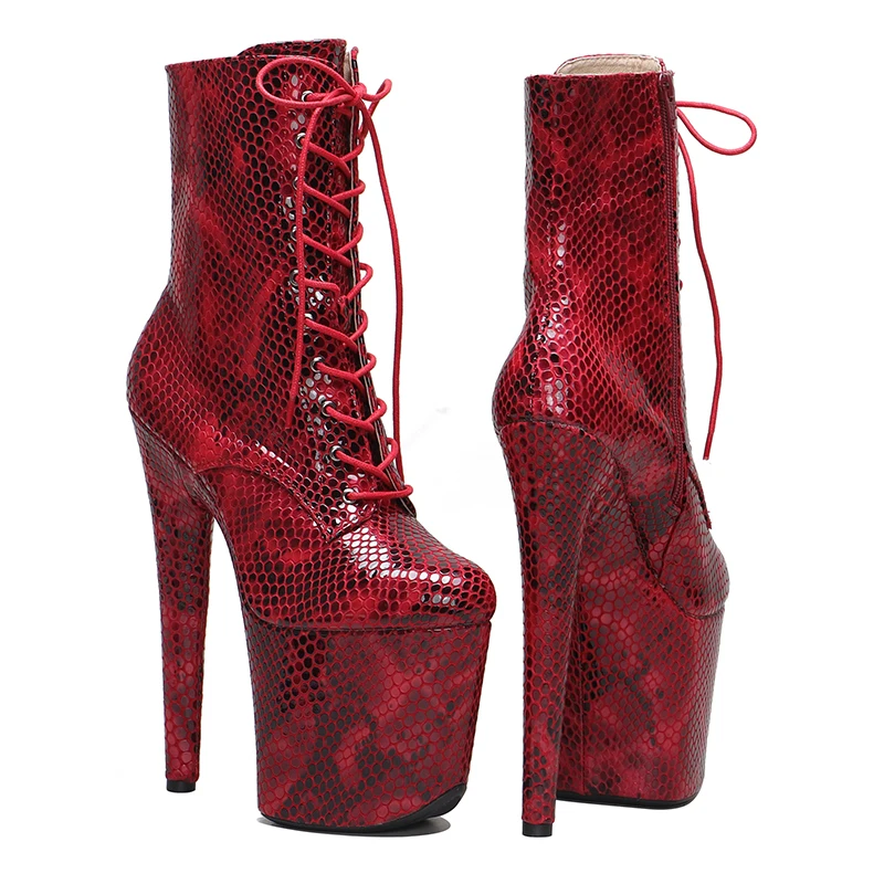 Leecabe 20CM/8Inch Genuine Leather  Women's Platform disco party High Heels Pole Dance boot