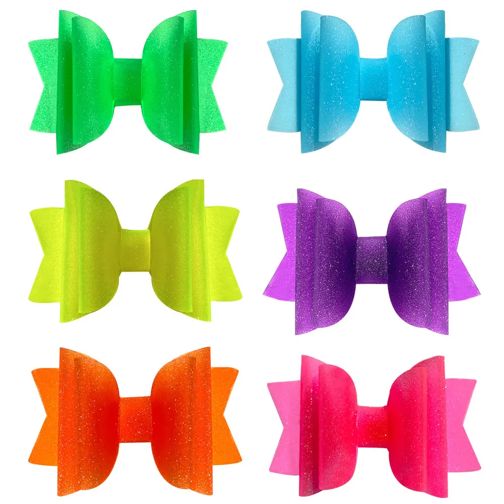 

ncmama 3 inch PVC Bows Hair Bow for Girls Waterproof Hair Bow Kids Hairclips Mini Bow With Clips Glossy Bows Girls Headwear