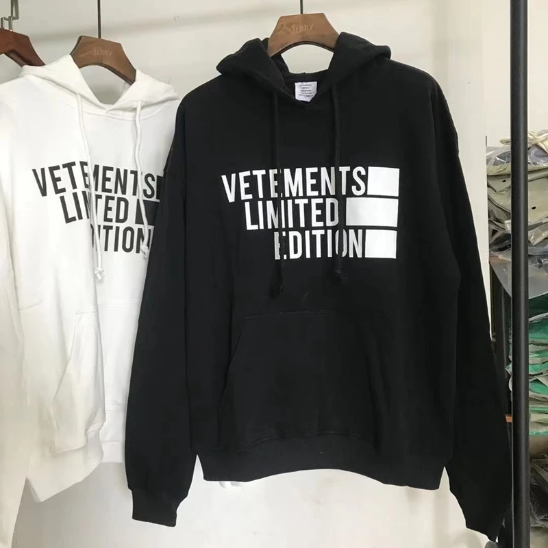

Модная Толстовка Vetement с большим логотипом, ограниченная серия, мужские свитшоты в масштабе 1:1, Женский пуловер с вышивкой в виде тона