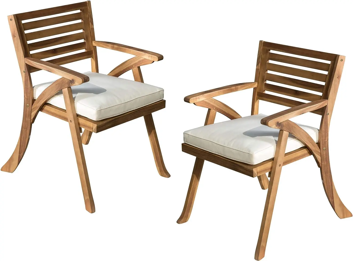 S, 2-pcs Set, Teak Finish / Cream Camping Chair Camping Chai