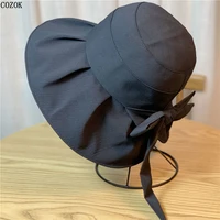 spring summer and autumn wild bucket hat sunshade and sunscreen sweet and cute bow linen gorra fashion fascinator casquette cap