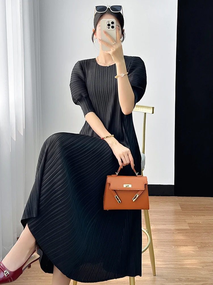 Sanzhai 2024 летнее платье с высокой талией женское дизайнерское короткими рукавами и