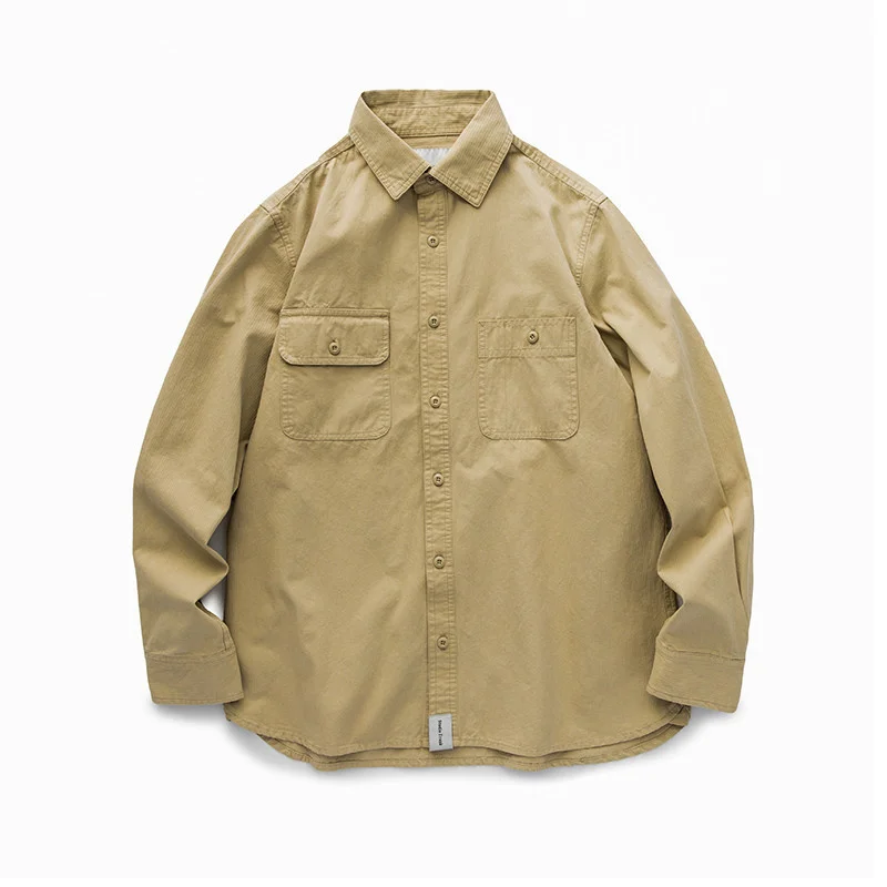 

Spring New Shirt Tops Casual Loose Solid Color Tooling Outdoor Camping Trekking Climbing Labor Neutral Long Sleeve Coat Clothes