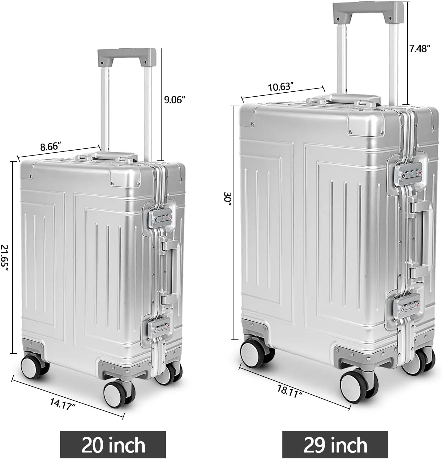 Алюминиевый дорожный чемодан на колесиках с кодовым замком цвета в ассортименте