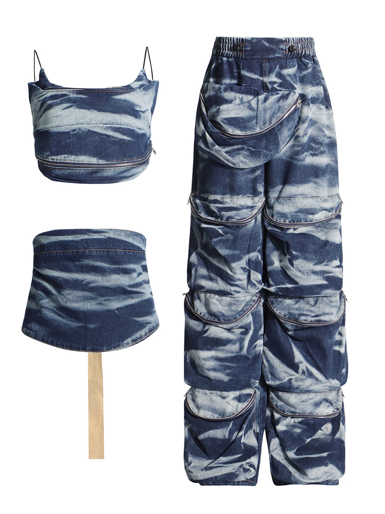 Высококачественный Женский модный уличный Джинсовый комплект из двух предметов