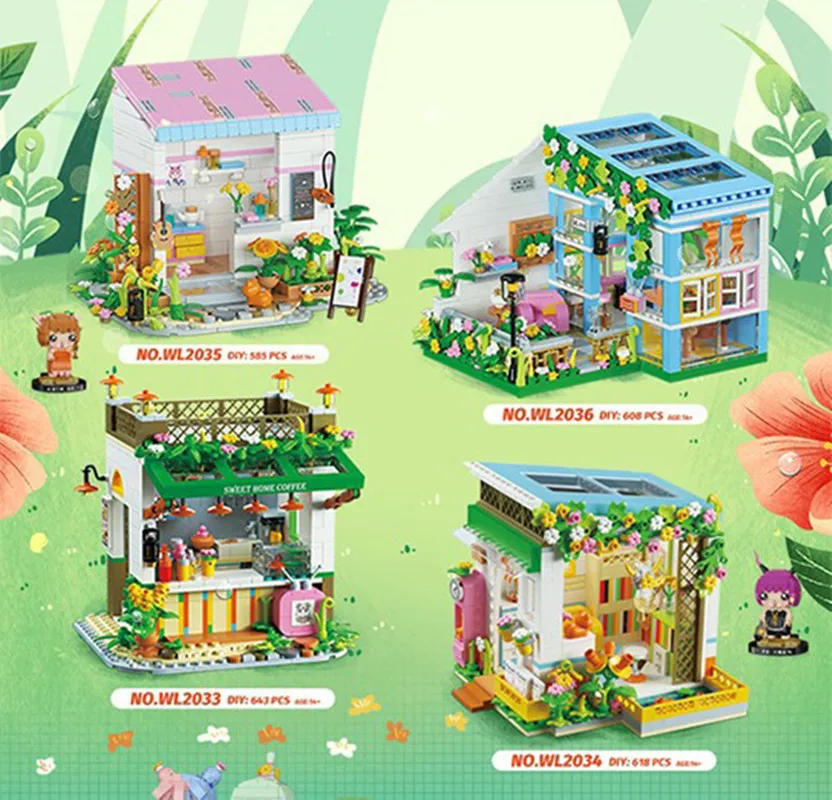 

LOZ mini diamond building block city street view Fairytale town bricks Dessert house pastry shop studio florist toy for gift