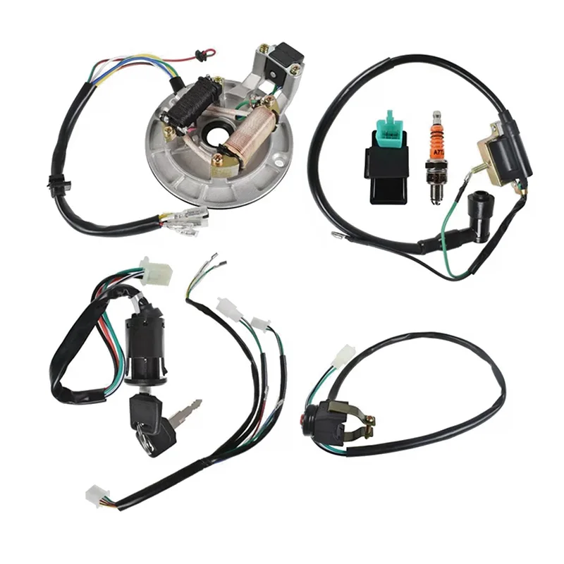 Фото 4-тактный жгут проводов катушки зажигания для мотоцикла Magnetos Stator CDI Box для 50cc 70cc 110cc 125cc Dirt Bike Pit Bike Motorized №1