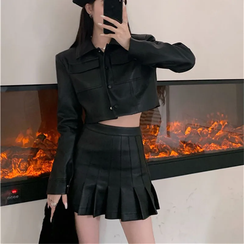 Комплект из двух предметов Женский уличная одежда искусственной кожи свободный