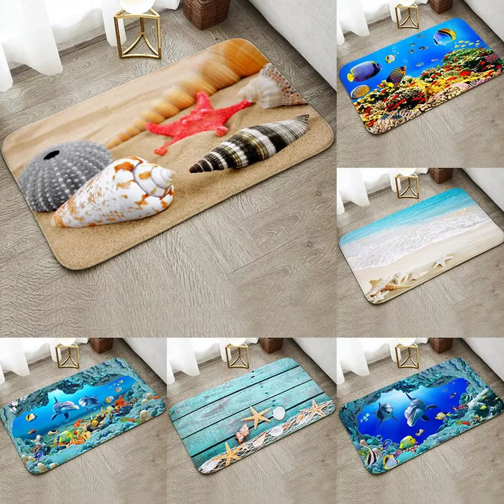 

Sea Ocean Doormat Beach Starfish Pattern Anti-slip Kitchen Outdoor Room Flannel Floor Mat Carpet Mat Door Rug Doormat Livin T0k0