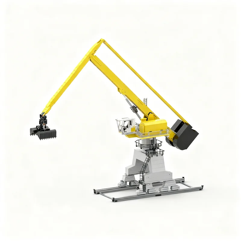 Фото 9605 деталей MOC Sennebogen 8100EQ Полностью радиоуправляемая машина для обработки материалов Sbrick Техническая модель для сборки из строительных блоков Игрушка №1