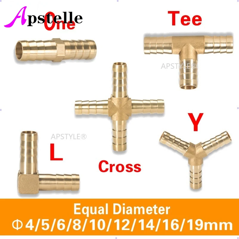 Brass Fitting Copper Pagoda Connector Pipe Fittings  2 3 4 Way Straight/L/Tee/Y/Cross   4/5/6/8/10/12/16/19mm For Gas/Water Tube