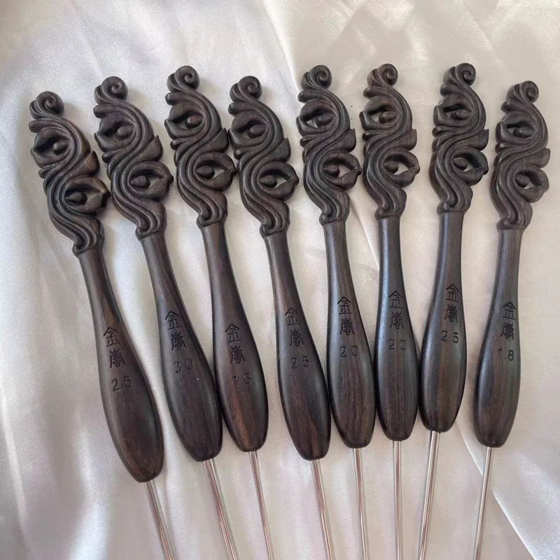 

Crochet Hook Aluminum Crochet Needles Ebony Orchid Sculpture Handle Knitting Needles Knit Weave Craft Yarn Sewing Tools Mom Gift